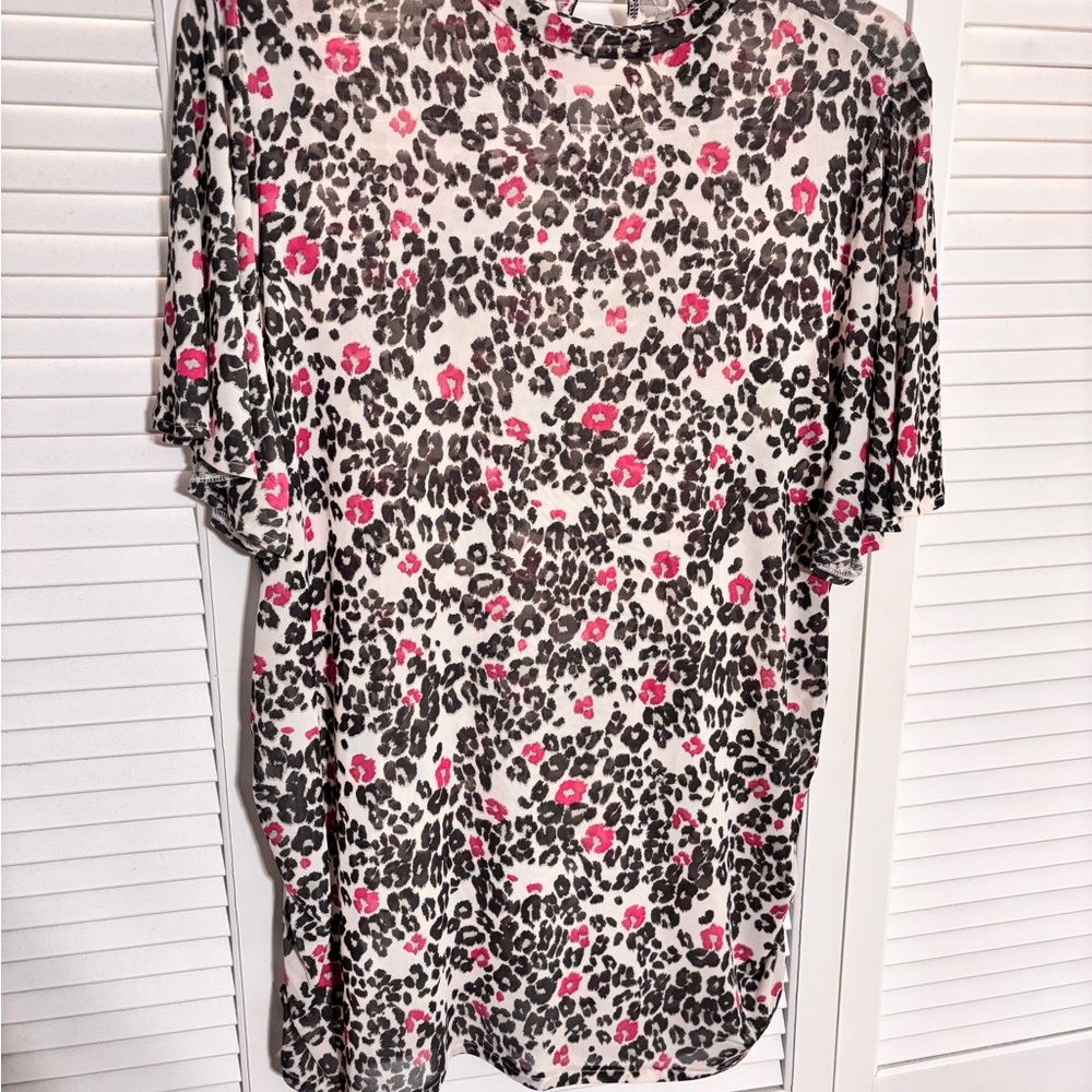 Leopard Print Top with Pink Accents